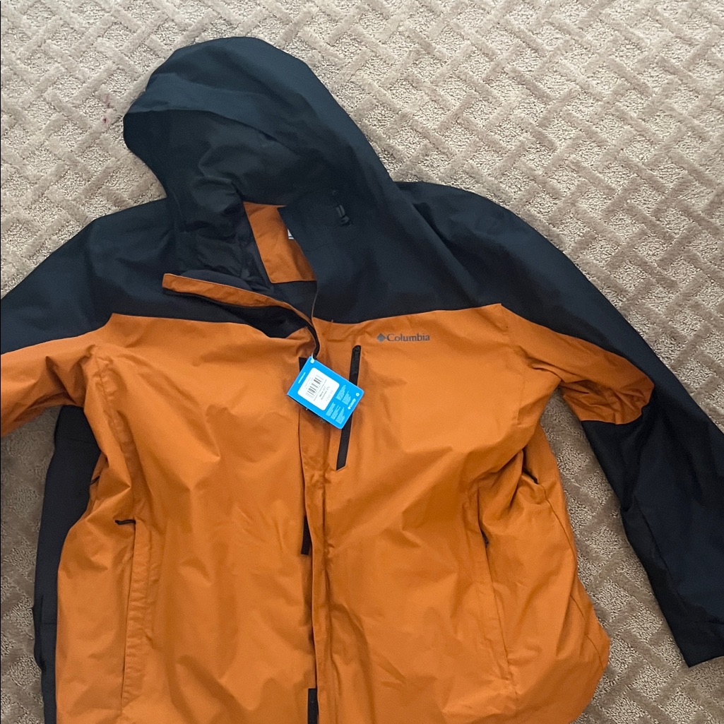 Columbia Two-Tone Hooded Jacket And Pants In Orange And Black